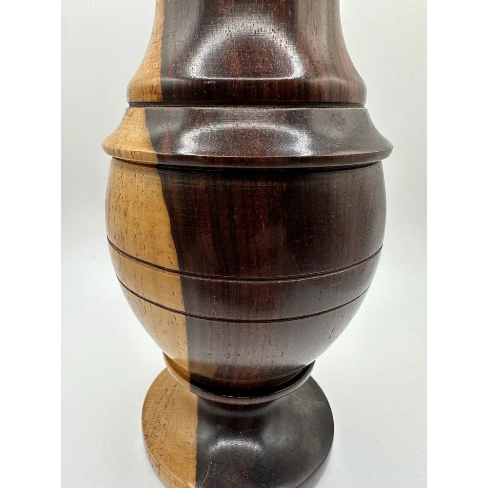 Vintage Multitone Solid Wood Hand Crafted‎ Turned Footed Bud Vase 6